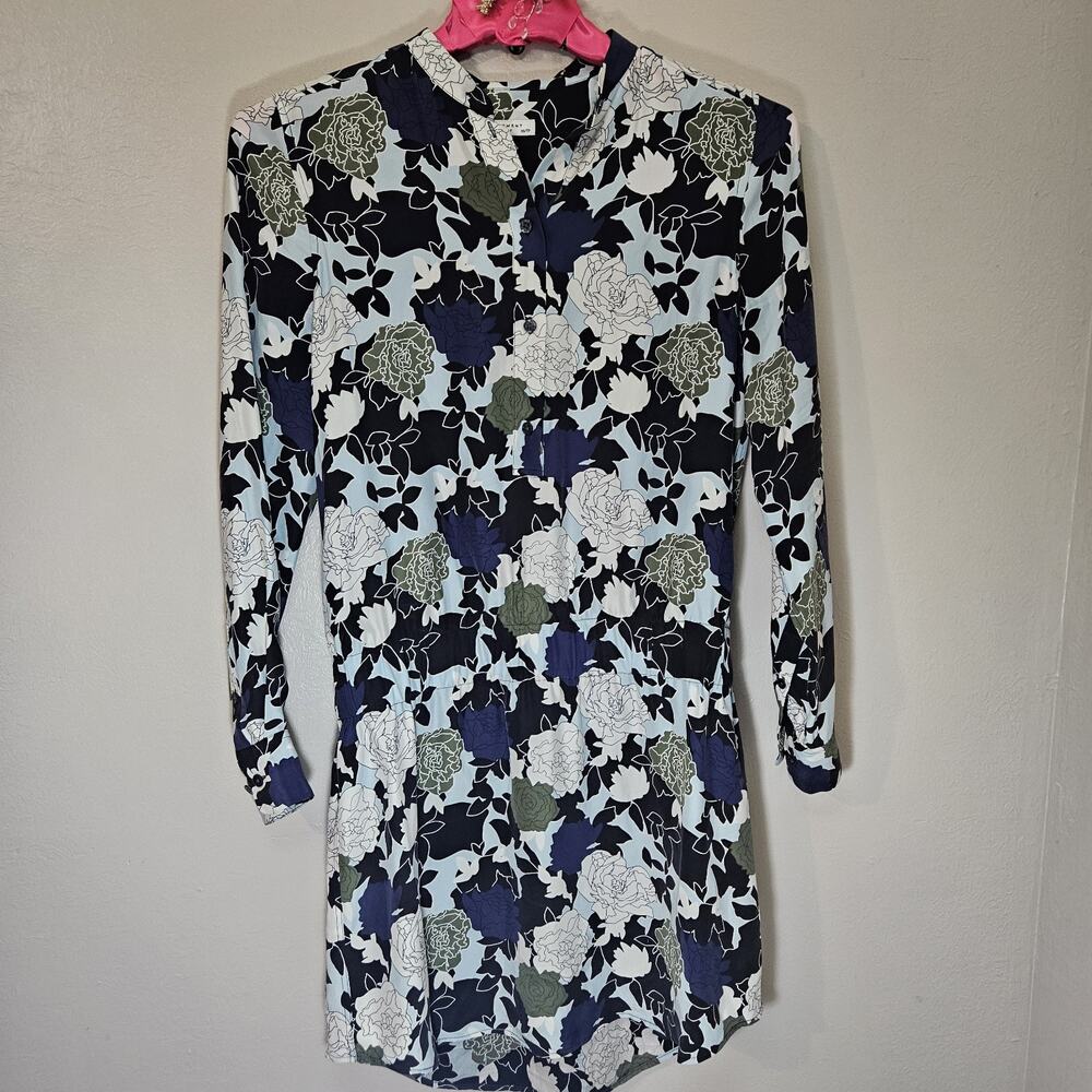 100% Silk Equipment Floral Shirt Dress Long Sleeve XS Summer Elegant Luxury Old$